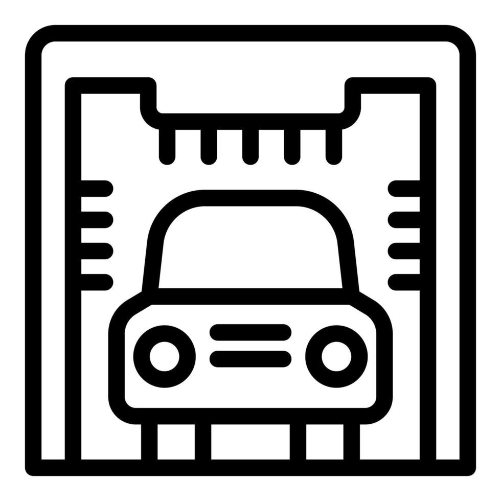 Black line art of a car at a service station on a white background vector