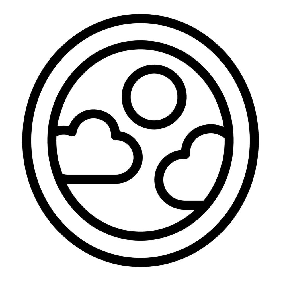 Simplified landscape icon with sun and clouds vector