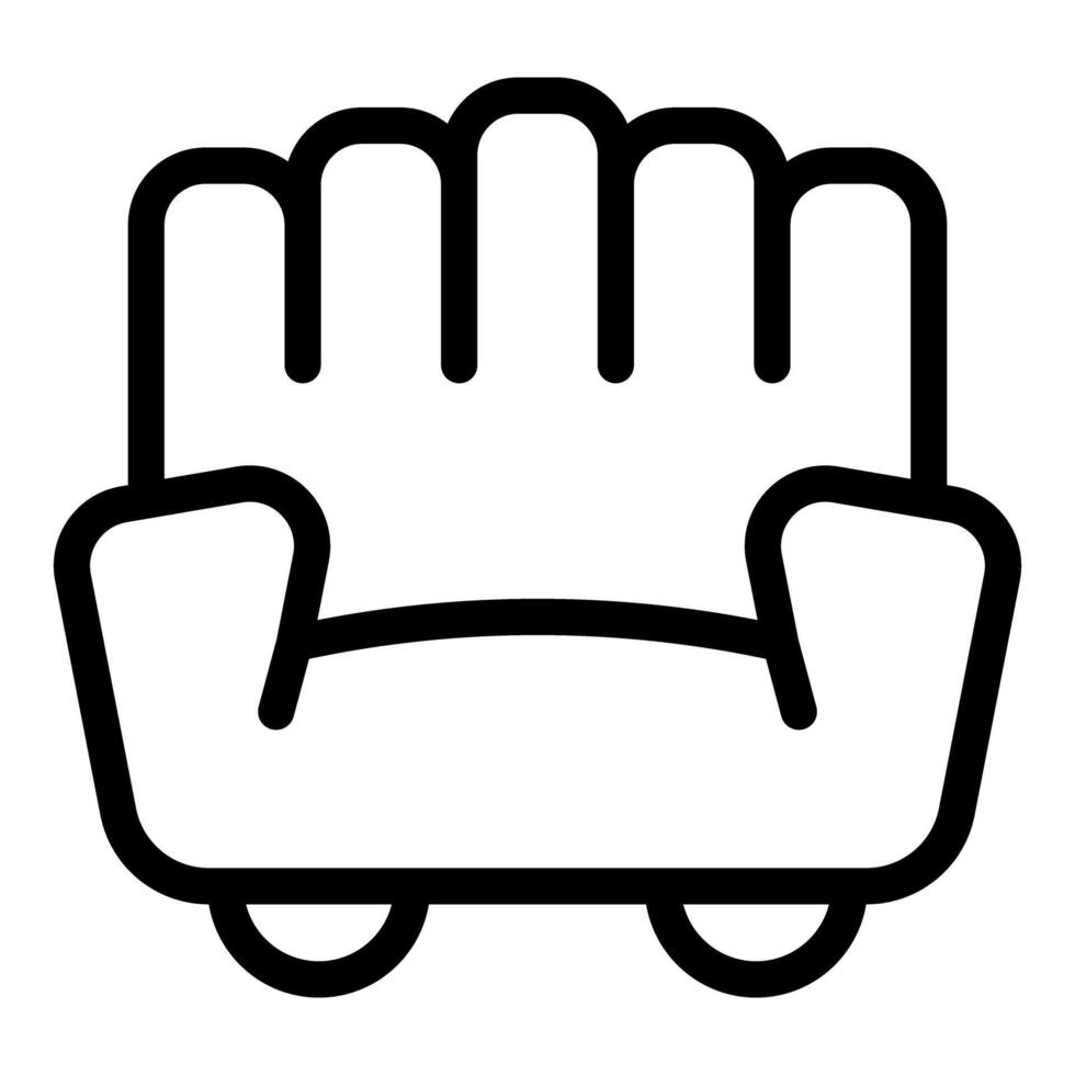 Black and white line art of a hand icon vector