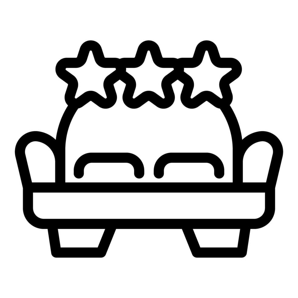 Black line art icon of a comfortable sofa with fivestar rating above vector