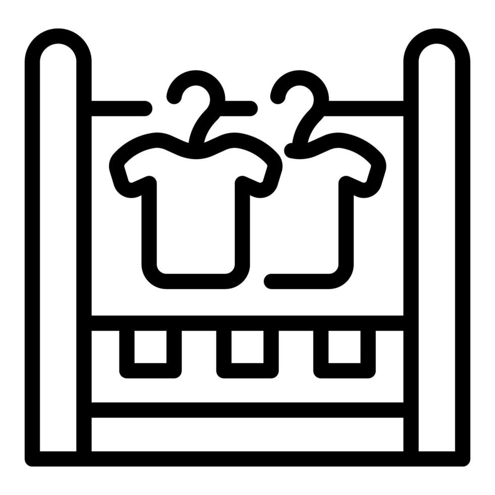 Two tshirts hanging on rack line icon vector