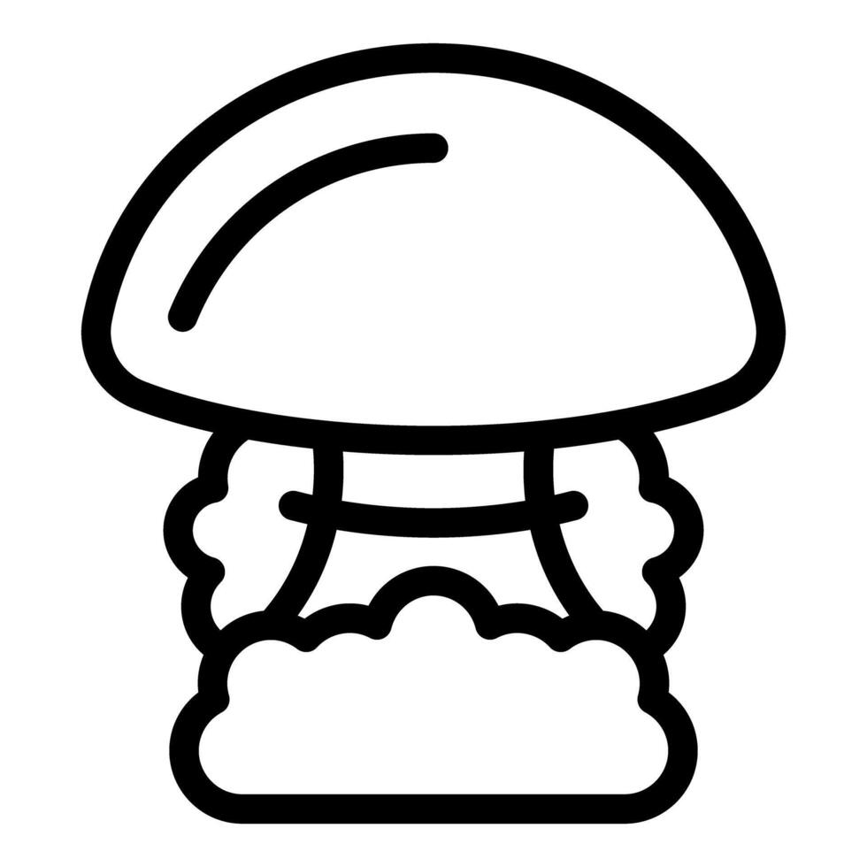 Black and white line art icon of a mushroom vector