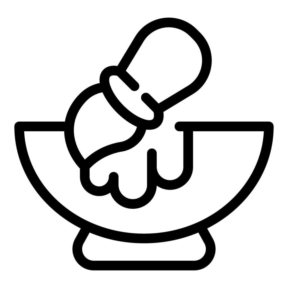 Hand mixing ingredients in bowl line art vector