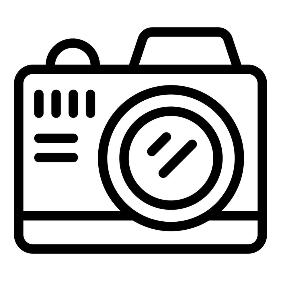 Black and white digital illustration of a camera icon, perfect for design and technology concepts vector