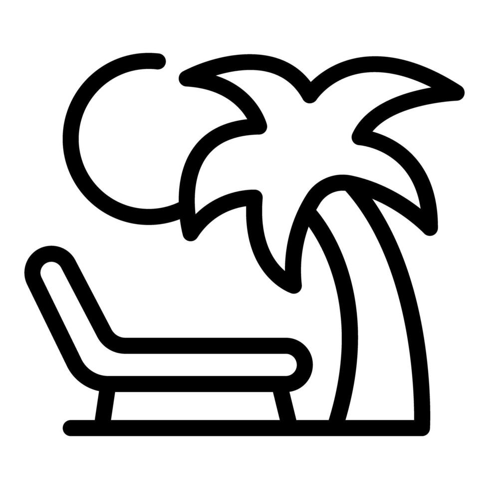 Tropical vacation icon with palm tree and lounge chair vector