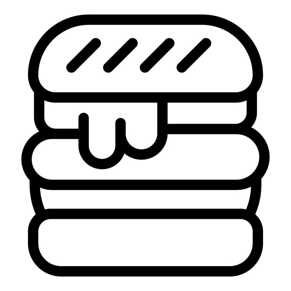 Black and white line drawing of a burger vector