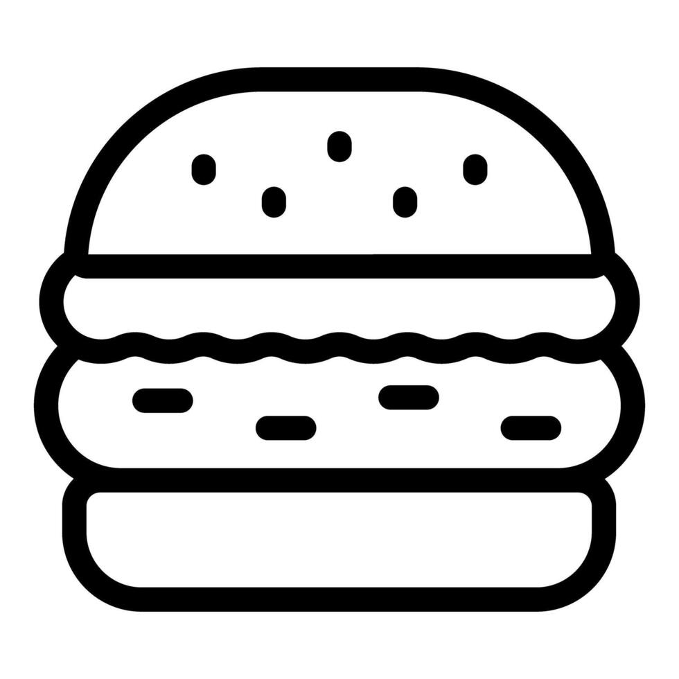 Black and white line art of a classic burger vector