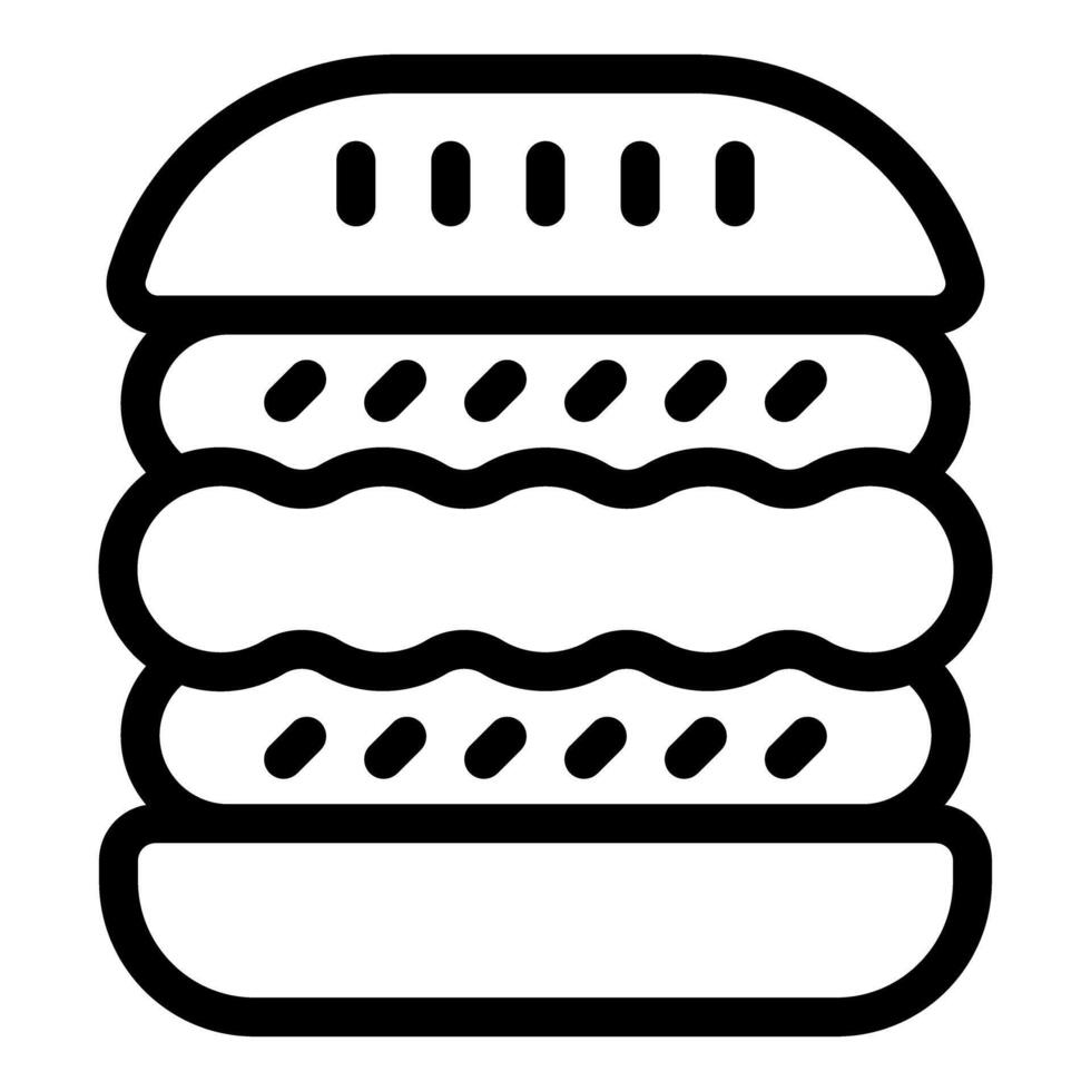 Monochrome fast food burger icon vector
