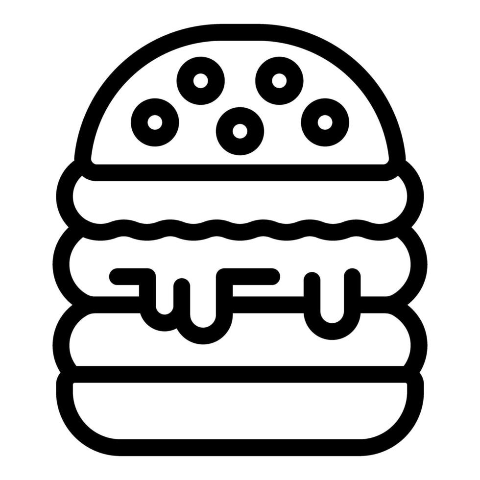 Black and white line art of a burger vector