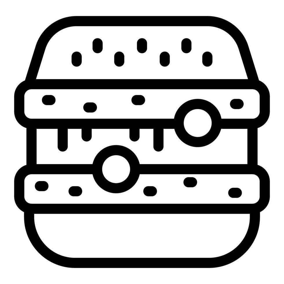 Black and white outline of a burger icon vector