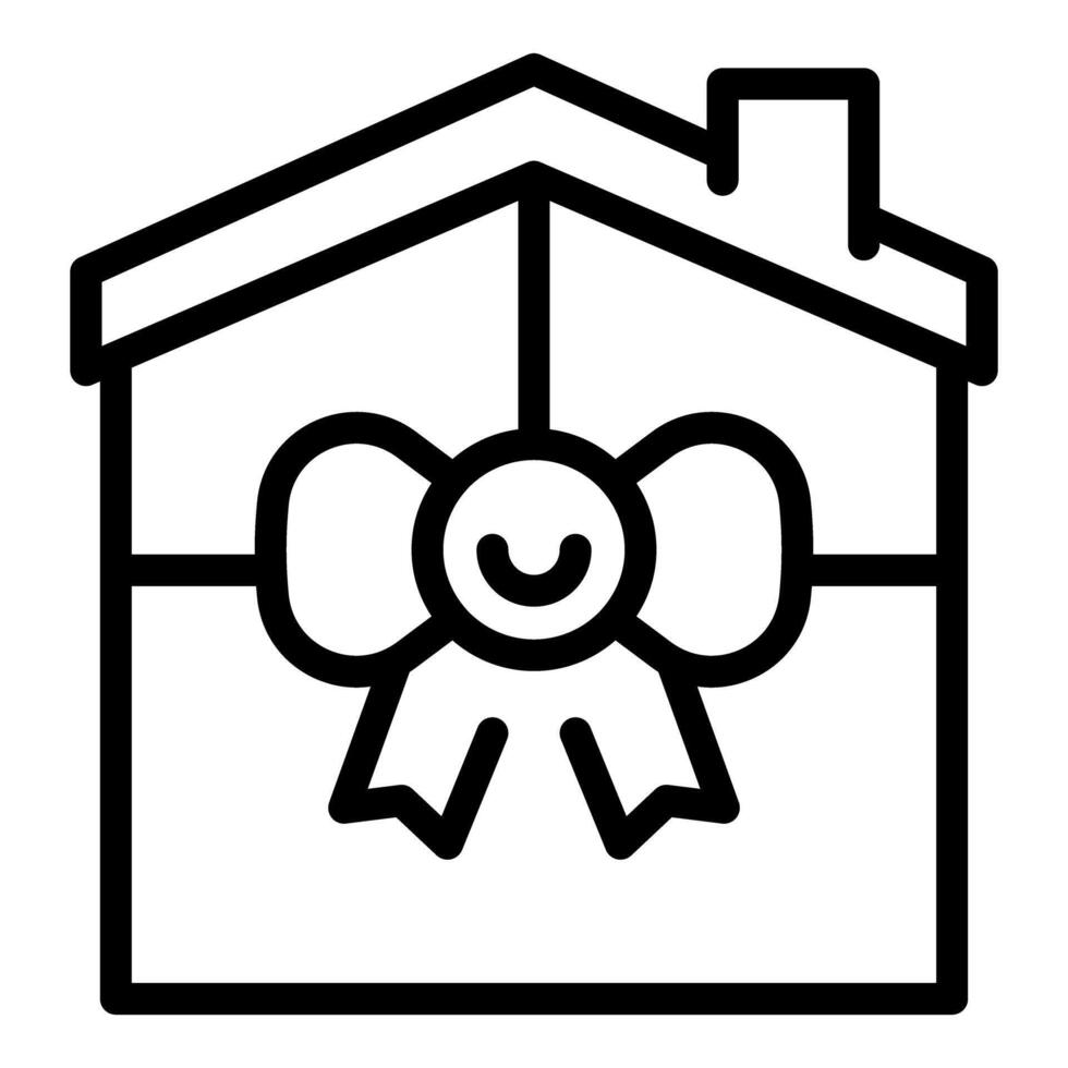House icon with decorative bow line art vector