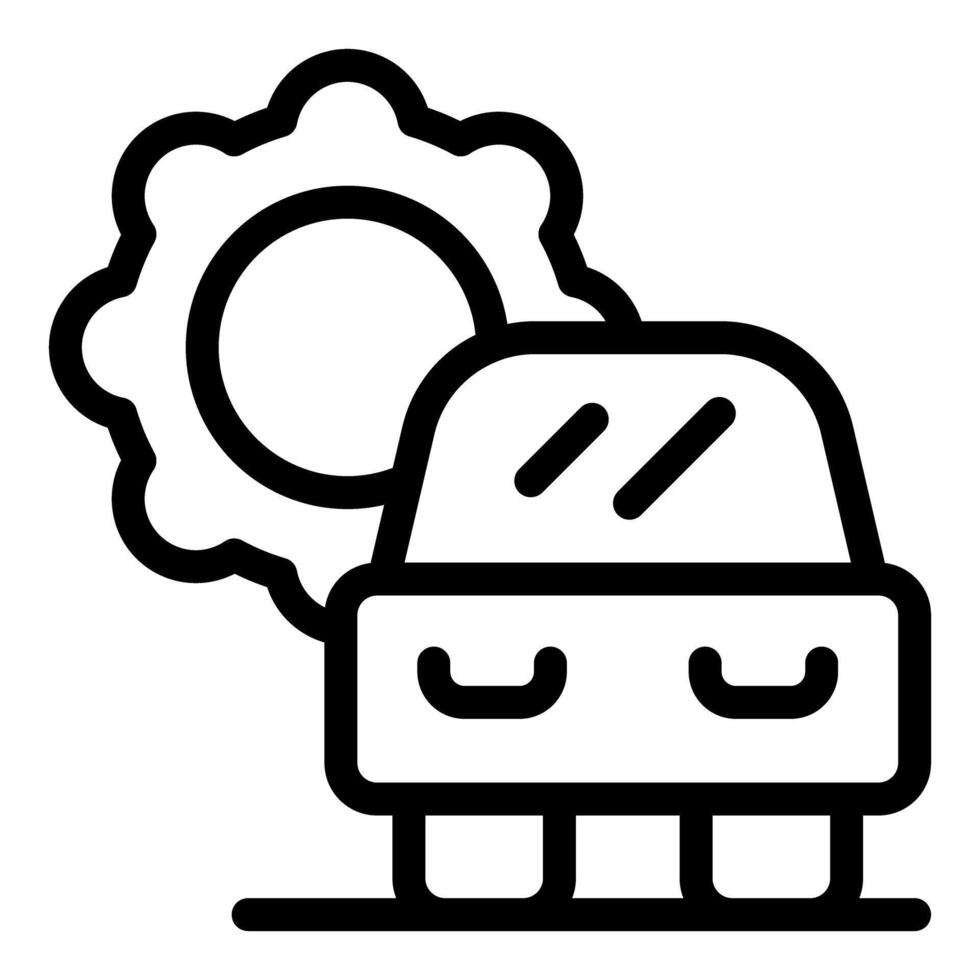 Cartoon sun and car line icon vector