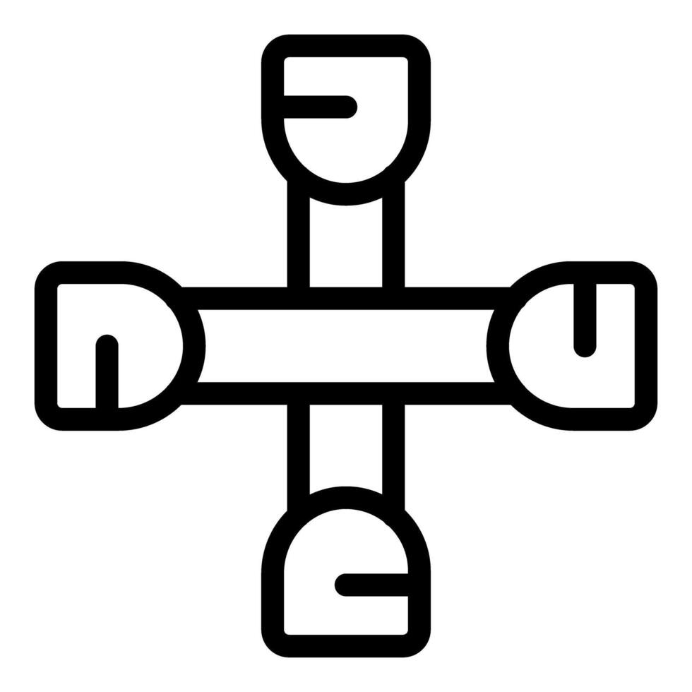 Black and white cross wrench icon vector