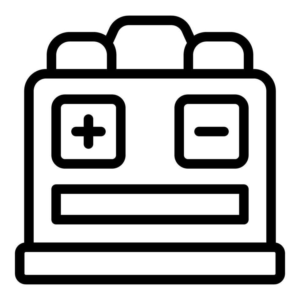 Black and white line art of car battery icon vector