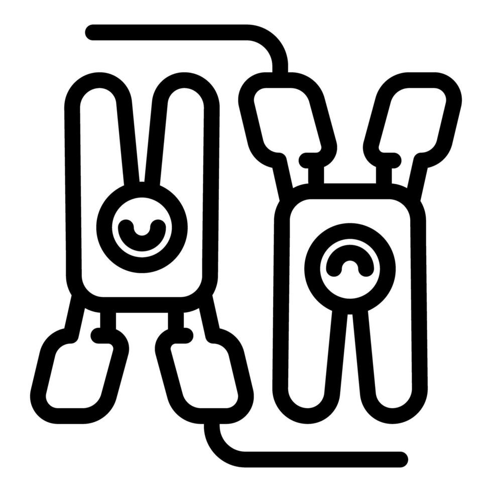 Outlined dental floss icons set vector