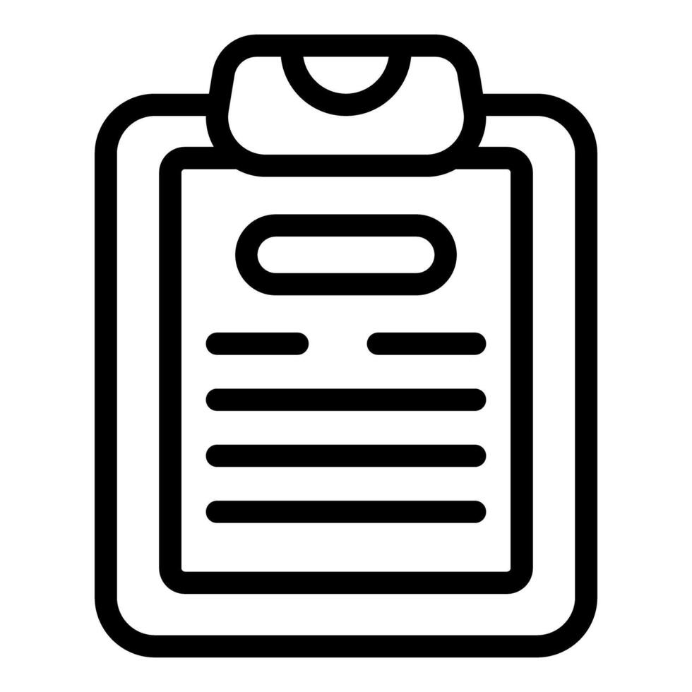 Black outline icon of a clipboard with a paper vector