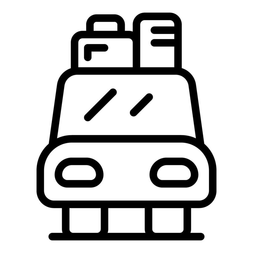 Black and white line art of a car with luggage vector