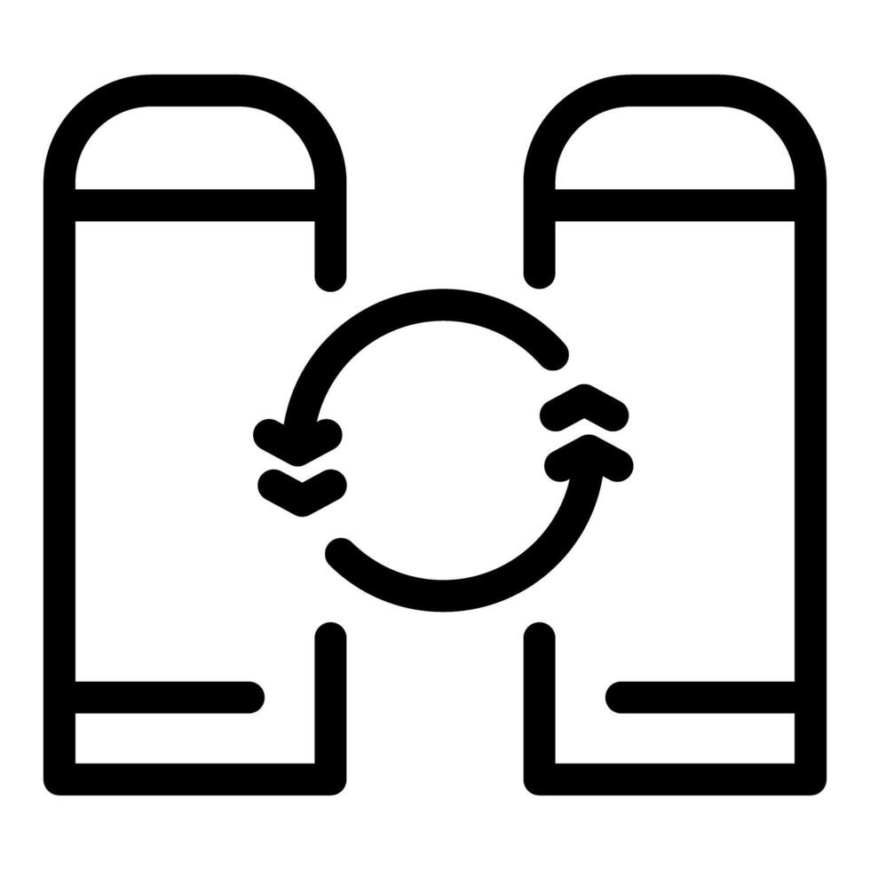 Black and white icon representing synchronization between two smartphones vector