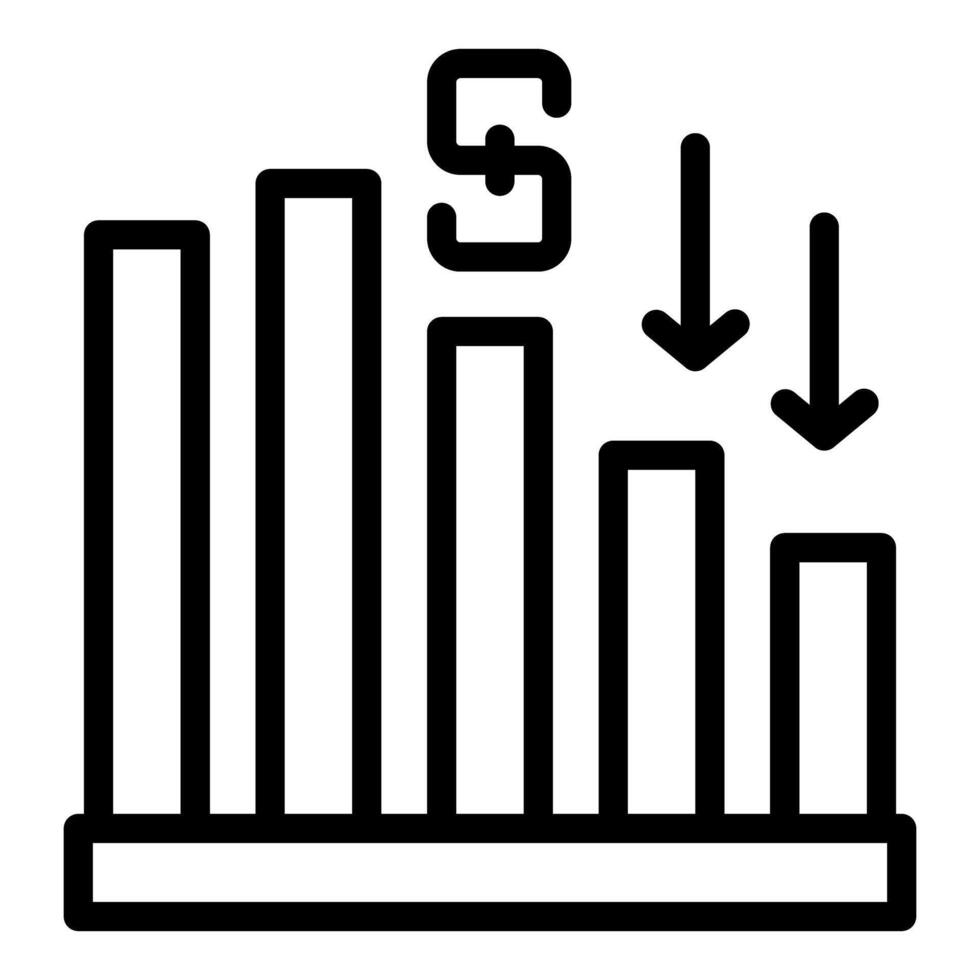 Economic downturn concept with bar chart vector