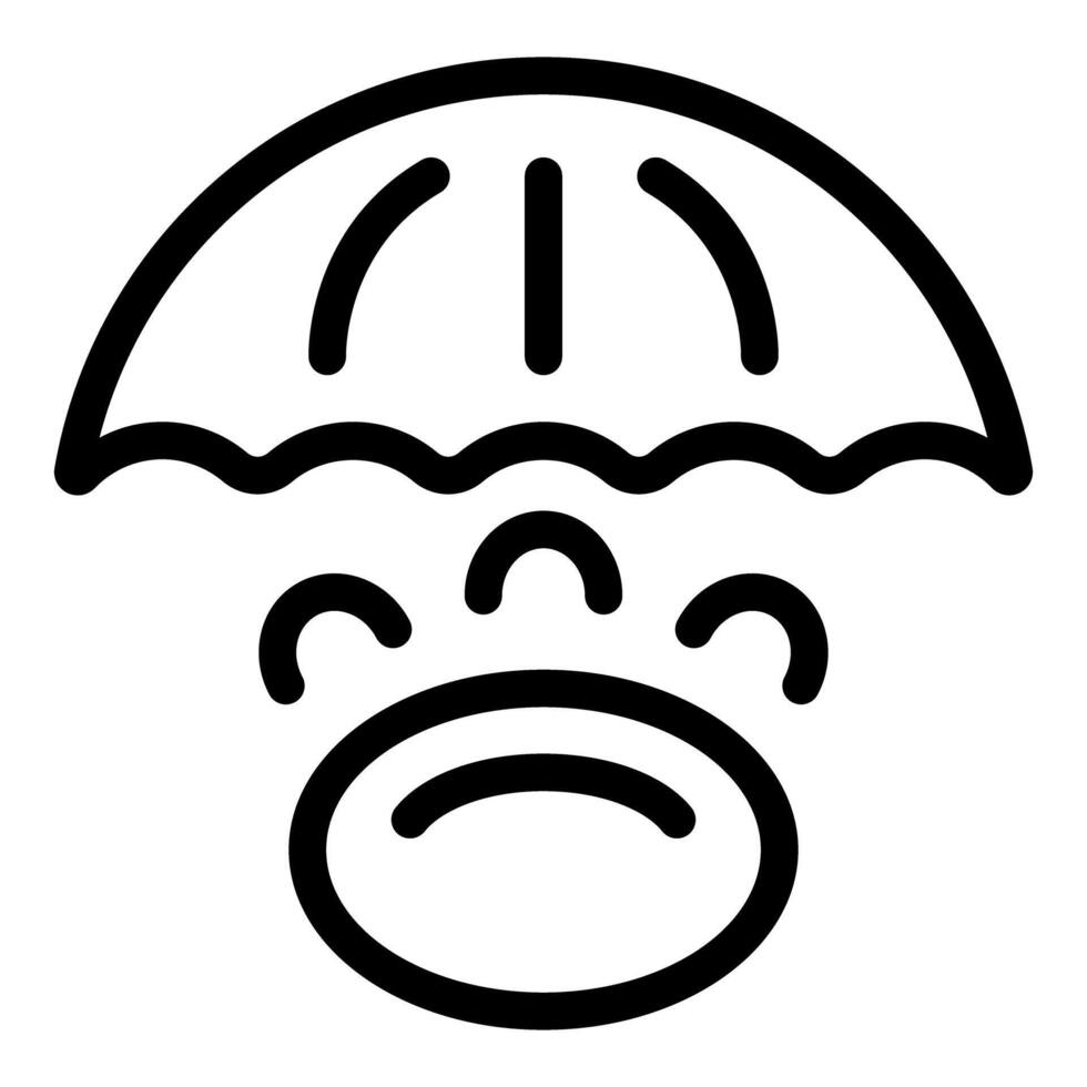 Sad face with umbrella icon vector