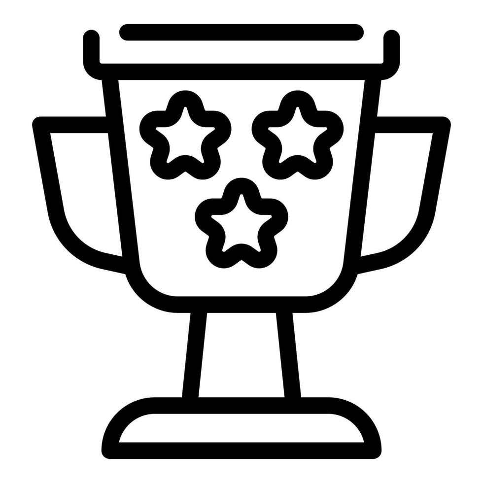 Line icon of a trophy cup with three stars, symbolizing achievement and recognition vector