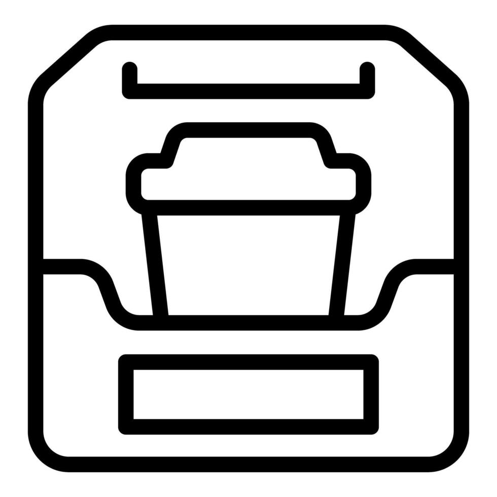 Black and white line art of a trash bin icon vector