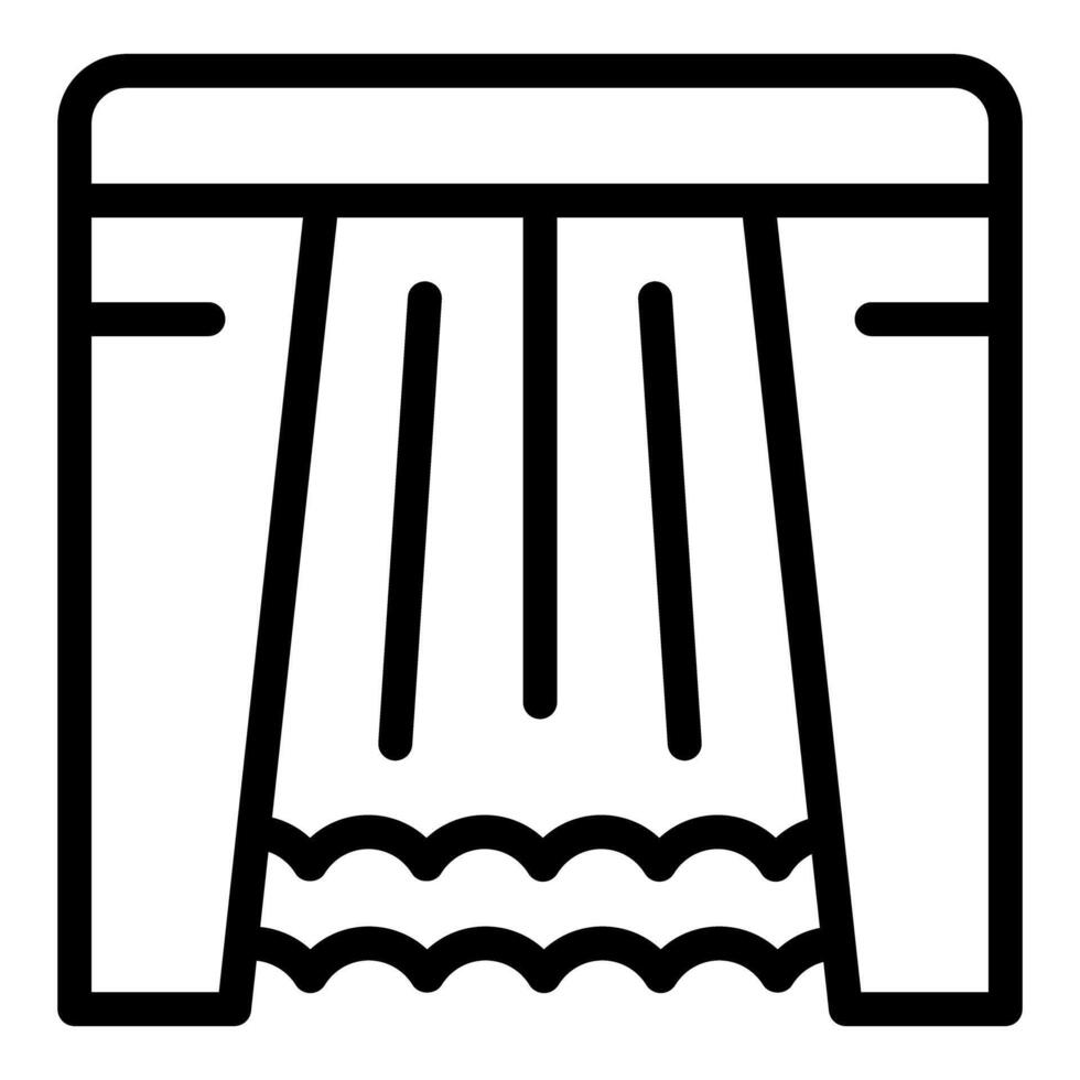 Simple line art illustration of an empty theater stage with curtains vector
