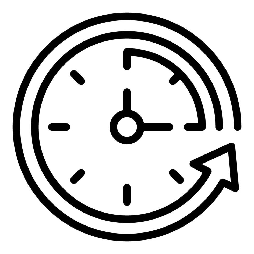 Line art icon of clock with arrow vector