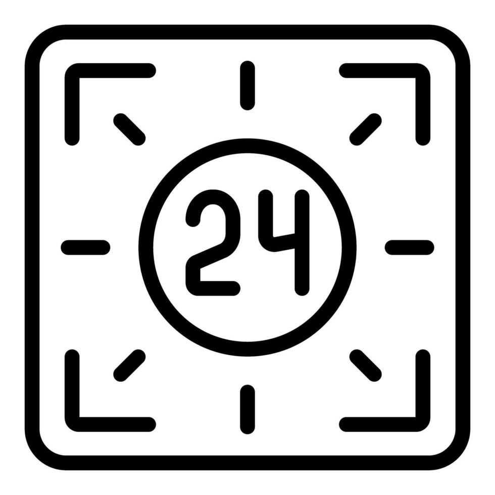 24 hours icon in bold line art vector