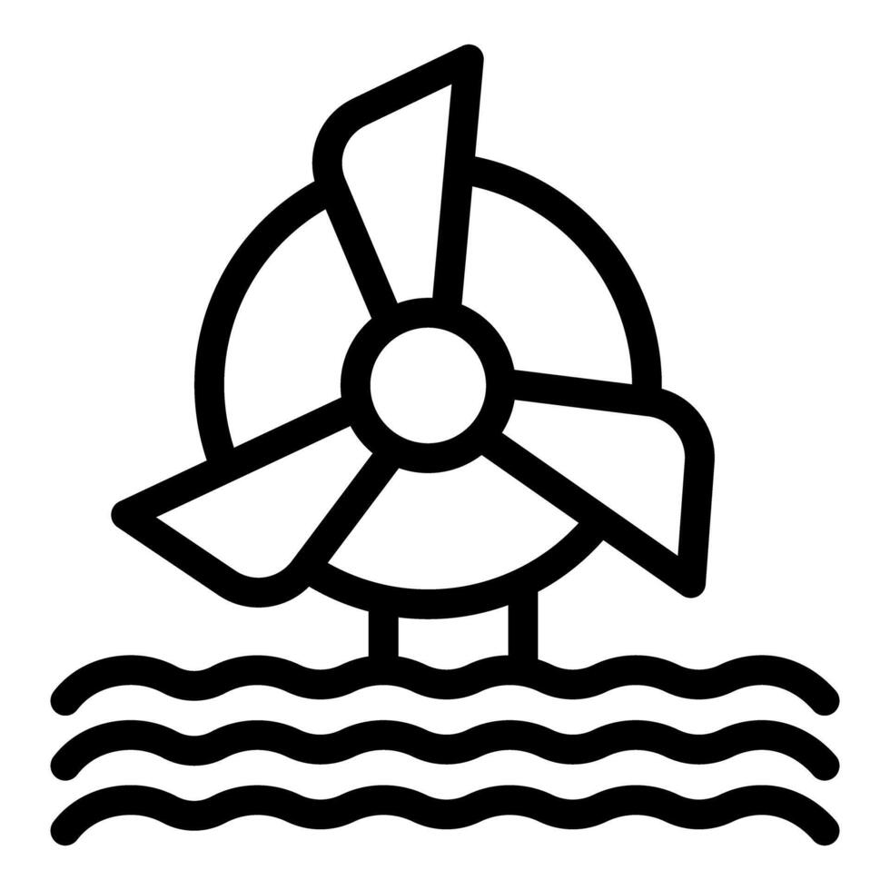 Illustration of a simple black line art icon of a traditional watermill vector