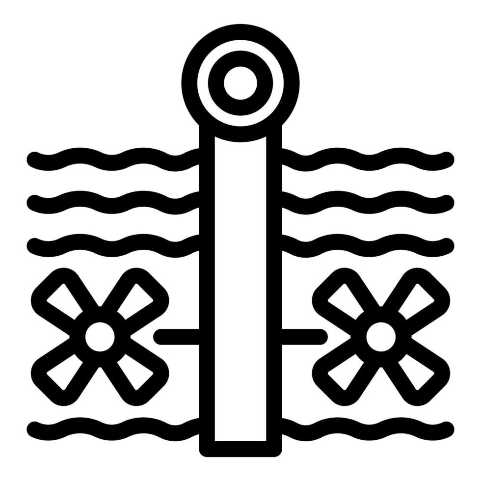 Minimalistic pier icon with waves and paddles vector