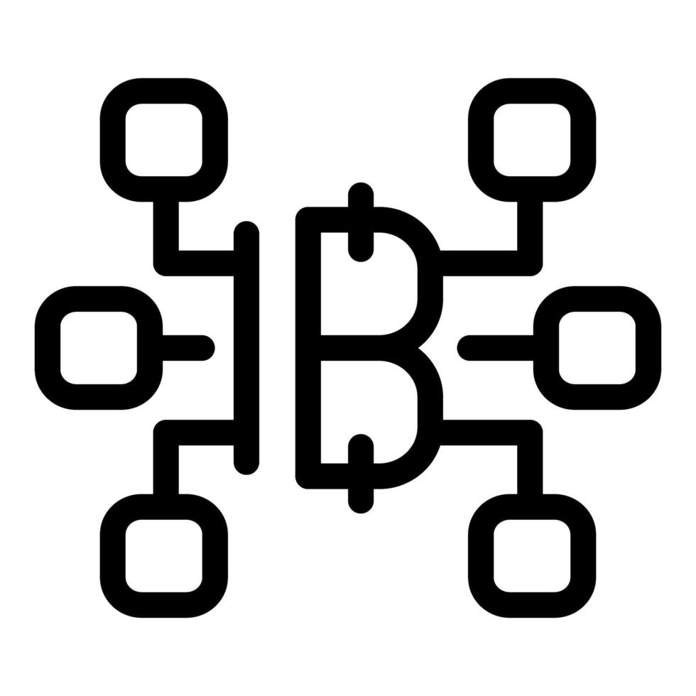 Black and white graphic of the bitcoin cryptocurrency network icon vector