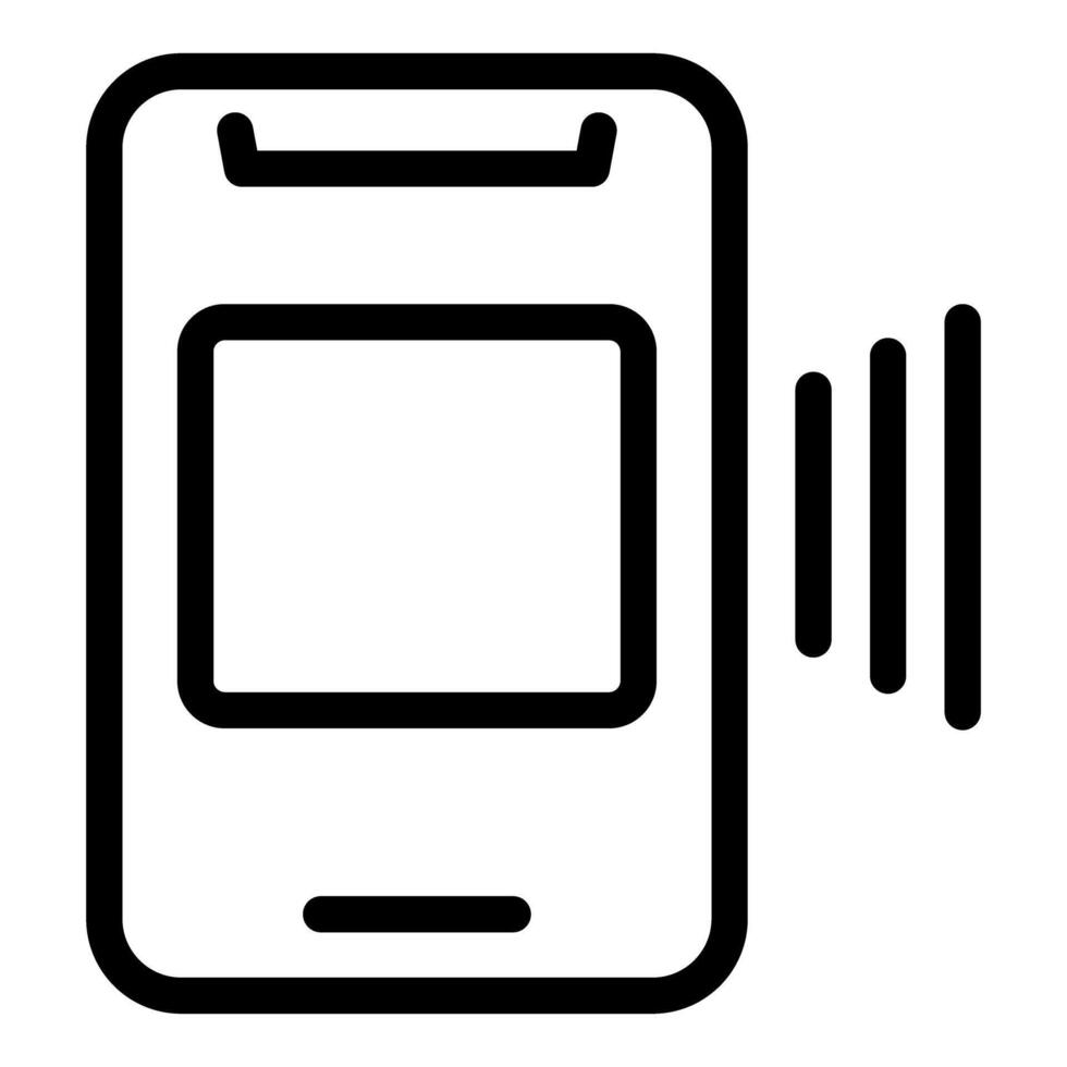 Black and white line art of smartphone vibration vector