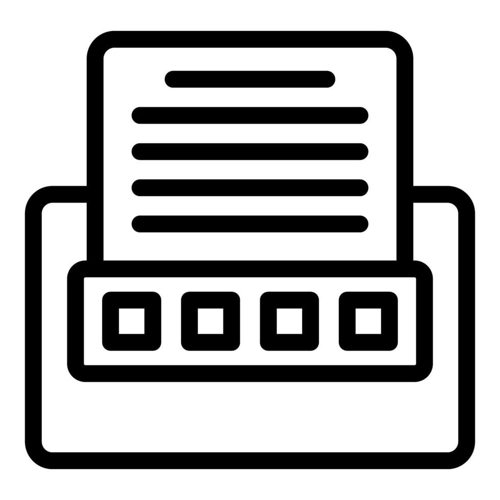 Black and white line icon of a desktop printer, suitable for officerelated designs vector