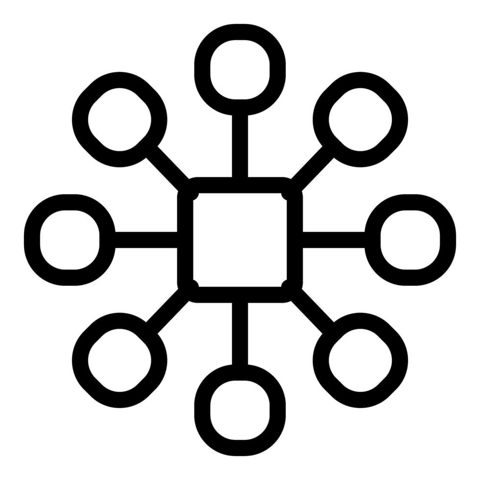 Black and white illustration of a simple, symmetric network or connectivity icon vector