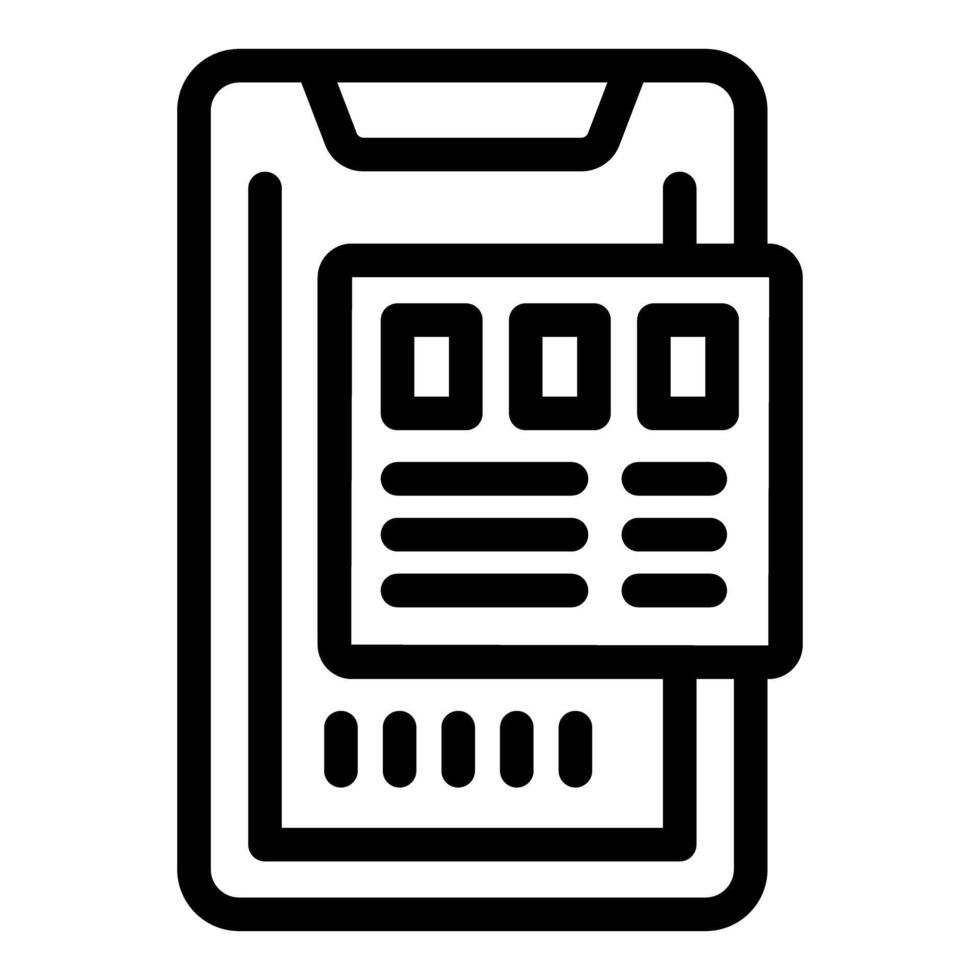Outline icon of clipboard with graphs vector