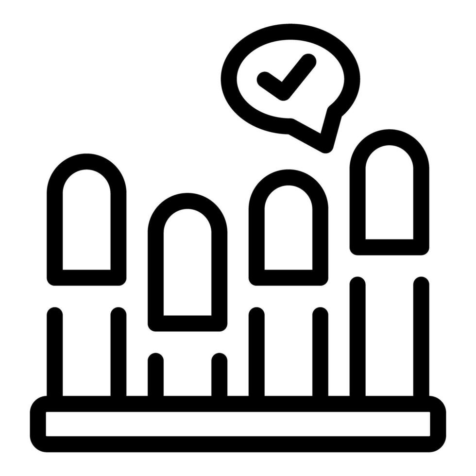 Checkmark speech bubble over fence icon vector