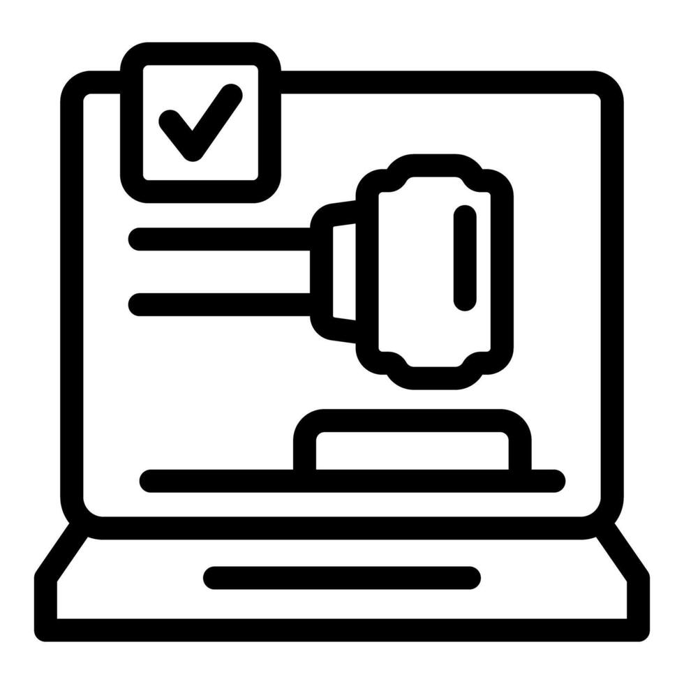 negro y blanco icono de un computadora mostrando un certificado documento, adecuado para web utilizar vector