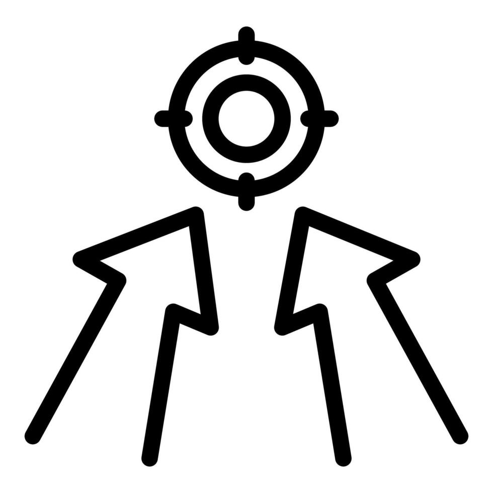 Two arrows pointing inward with target icon vector
