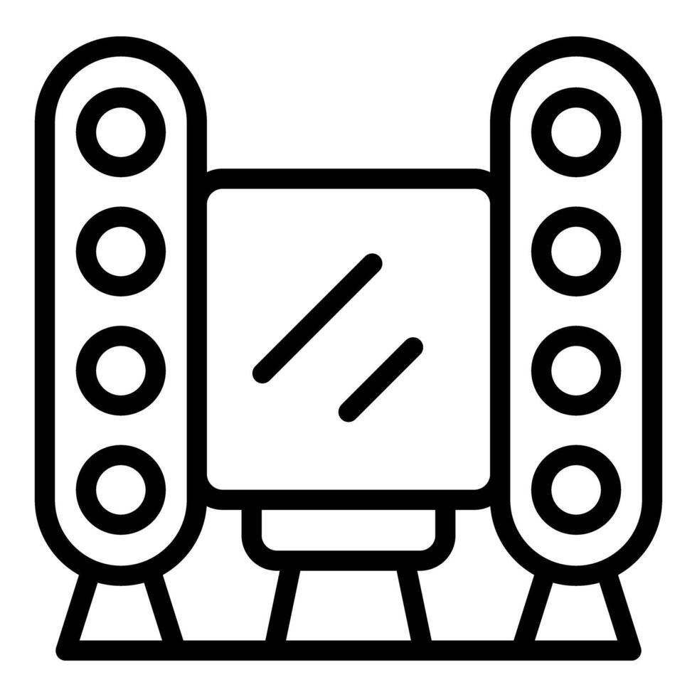 Modern vanity mirror with lights line icon vector