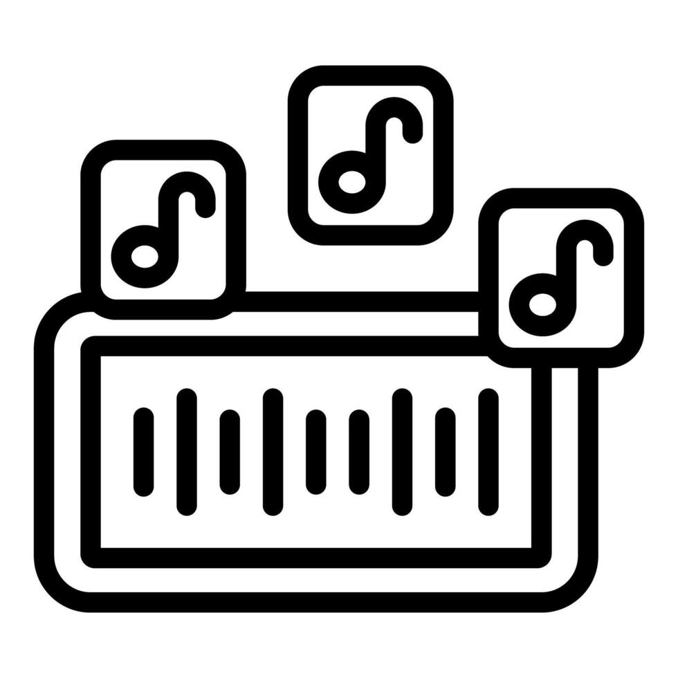 Black and white music folder icon vector