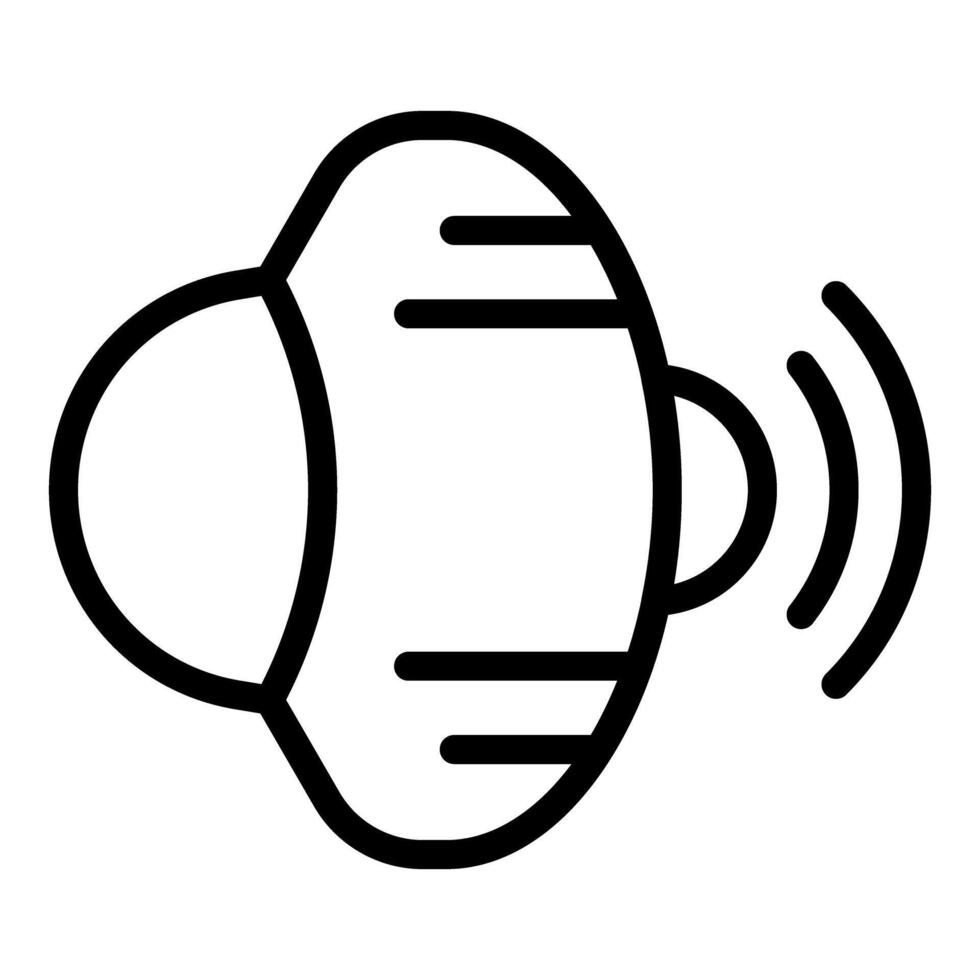Line art illustration of a medical face mask with sound waves vector