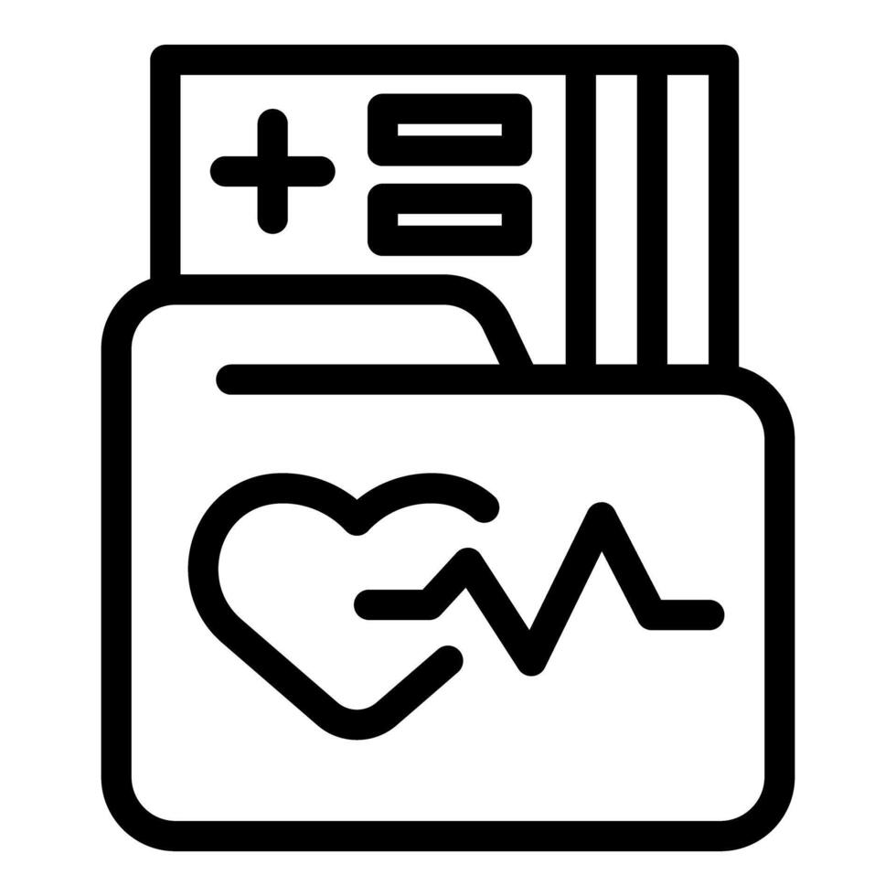 Medical records icon with heartbeat vector