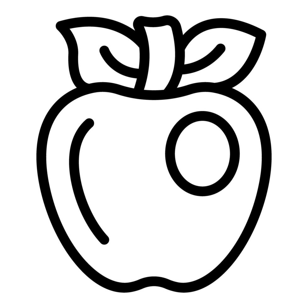 Black and white line drawing of an apple vector