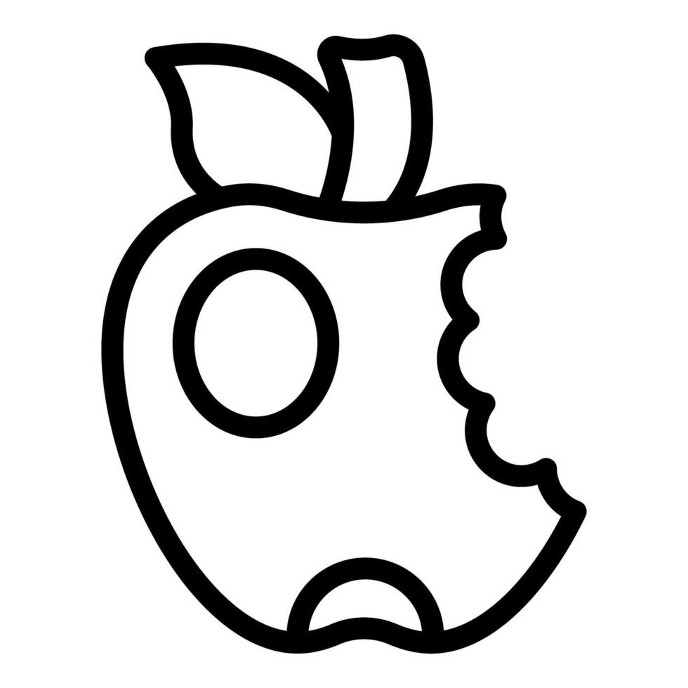 Simple black and white line art of a bitten apple, ideal for logos or educational materials vector