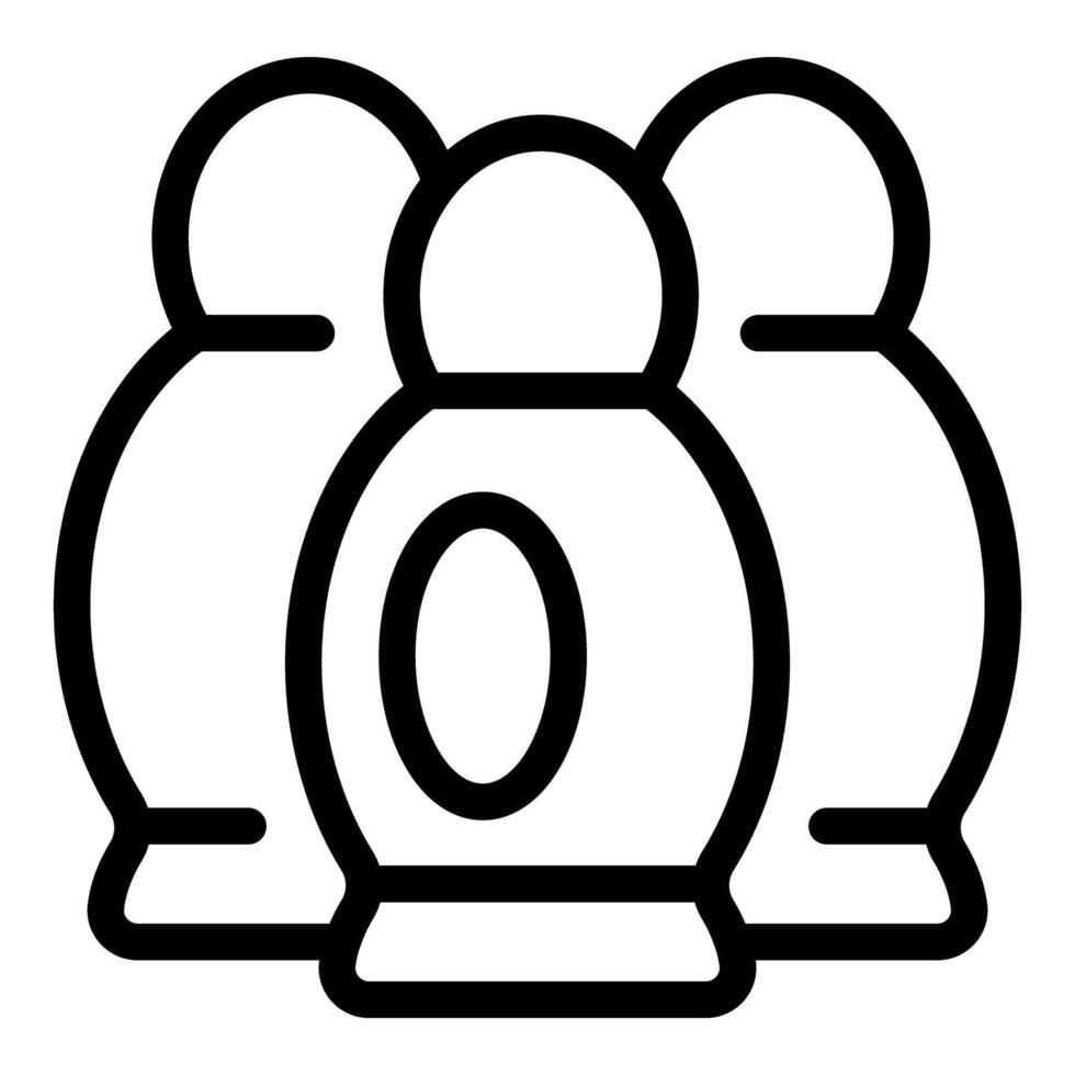 Line art illustration of three bowling pins vector