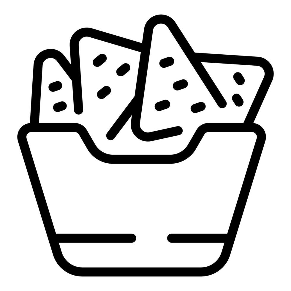 Line art illustration of nacho chips in a bowl vector