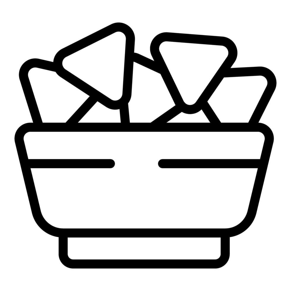 Nachos in bowl line icon vector