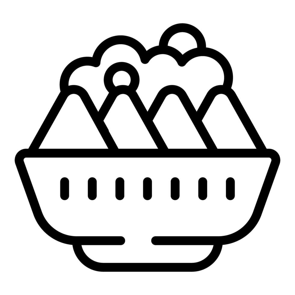 Line art icon of a basket of fruits vector