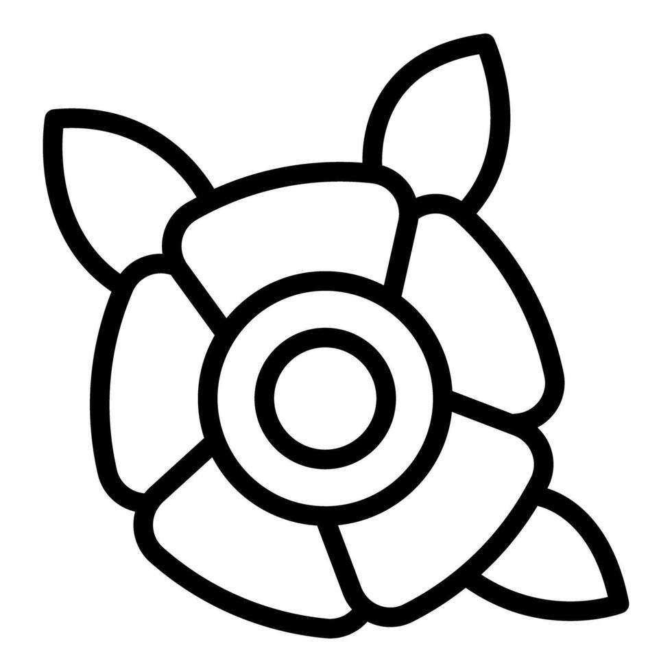 Black and white line drawing of a simple flower vector